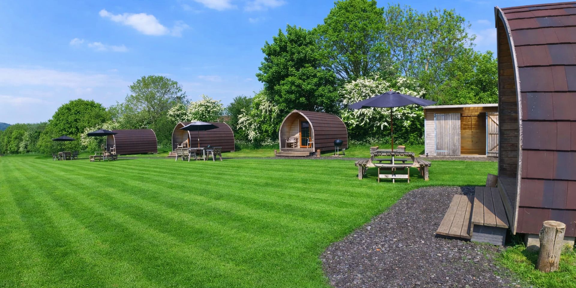 Rosebud Meadow glamping pods at the foot of the Malvern Hills